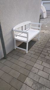 Gartenbank, Holzbank, Friesenbank weiß aus Akazienholz Kunden-Foto 1