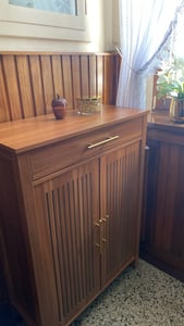 Tribesigns Schuhschrank, 5-stöckiger Schuhschrank schmal mit Lamellentüren und Schublade, Holz verstellbar Eingangsbereich, 80 * 36 * 110cm, Braun Kunden-Foto 6