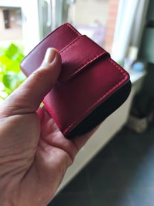 Kleine RFID Damen Geldbörse Kompakt Portemonnaie Mini Damenbörse Echt Leder SCHWARZ-TÜRKIS Kunden-Foto 1