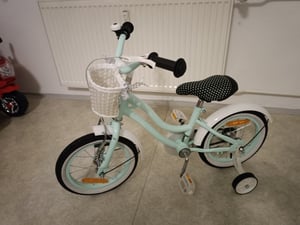 SUN BABY Heart Bike Kinderfahrrad für Mädchen 12 Zoll, ab 2 Jahre, mit Stützrädern, abnehmbarer Schubstange, Korb, Klingel, Rücktrittbremse & V-Brake Kunden-Foto 2