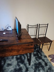 VASAGLE  2er Set Esszimmerstühle, Küchenstühle, Esszimmerstuhl für Esszimmer, Metallrahmen, Wohnzimmer, Küche, greige meliert-mattgrau LDCDE092G01 Kunden-Foto 1