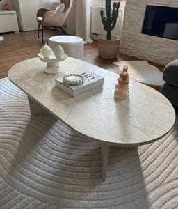Skye Decor, Sable - Travertine, Walnut, stolik kawowy, trawertyn, płyta wiórowa pokryta w 100% melaminą, 119 x 60 x 40 cm Zdjęcie produktu od klienta nr 1