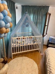 Baby-Delux Babybett Gitterbett Mia 60x120 Weiß mit Bärchen Motiv höhenverstellbar inkl. Matratze Kunden-Foto 1