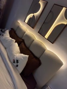 Emlar Polsterbett Teddy 200x200 cm - Designerbett mit Bettkasten & Lattenrost - Bouclé-Stoff - Doppelbett mit Stauraum Beige (Quelle 02) Kunden-Foto 5