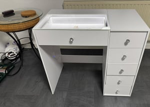 VANITII Schminktafel met verlichting, LED, 6 lades, wit, 92 x 55 x 81 cm Klantenfoto 1