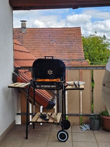 Holzkohlegrill Grillwagen mit Ablagen Gartengrill Camping Garten mit Rädern Terrasse BBQ Curron EmaBend GM3000 Grillgebläse Kunden-Foto 1