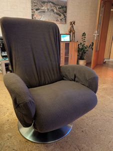 Potah na polohovací křeslo Stretch Potah na polohovací křeslo Small Plaid Jacquard Fitted Standard/Oversized Recliner Chair, Silver Grey Fotografie od zákazníka č. 8