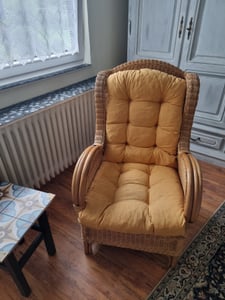 - Polster / Kissen / Ersatzpolster für Rattan Ohrensessel / Rattansessel , Colore Grigio (dunkel grau) Kunden-Foto 1