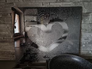 Herdabdeckplatte 60x52 Glaskeramikkochfeld Abdeckung Spritzschutz Glasplatte Deko Schneidebrett, Herz Silber Kunden-Foto 1