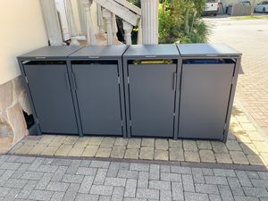 DEGAMO Mülltonnenbox klein 3er MÜNCHEN 175x62x102cm für Tonnen 120 Liter, grau Kunden-Foto 1