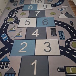 TT Home Kinder-Teppich, Spiel-Teppich Für Kinderzimmer, Hüpfkästchen und Straßen, Grau Größe 100x200 cm Kunden-Foto 1