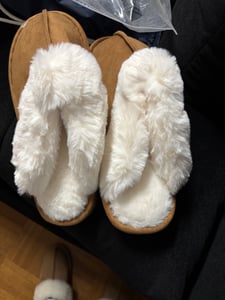 ASKSA Damen Herren Hausschuhe Faux Lammfell Flauschige Pantoffeln Plüsch Winter Warme Slipper Gefüttert Schlappen, Khaki, Größe: 40-41(9-10) Kunden-Foto 1