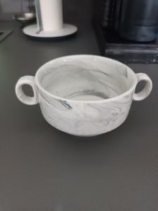 MALACASA Suppentassen mit Henkel, 6-tlg Suppenschalen aus Porzellan, 390ml, Marmor-grau Kunden-Foto 1