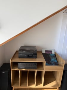 sweeek - Vintage-Möbel XL für Schallplatten mit Holzdekor 130 cm - Natur Kunden-Foto 1