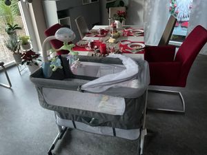 WYCTIN Babywiege Stubenwagen Beistellbett klappbar höhenverstellbar mit Rollen Moskitonetz 92*58*70-87cm Kunden-Foto 1