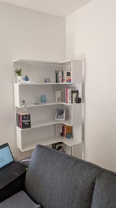 6 Etagen Eck-Bücherregal aus Holz Standregal L-Form für Heimbüro, Wohnzimmer Weiß Kunden-Foto 1