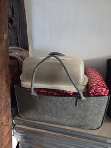 JOIEYOU Houtkorf, vilten houtkorf voor hout, met draaghandgrepen, opvouwbaar, vilten tas, boodschappentas, hout- en krantenmand, 50 x 25 x 25 cm - 4 stuks, lichtgrijs Klantenfoto 2