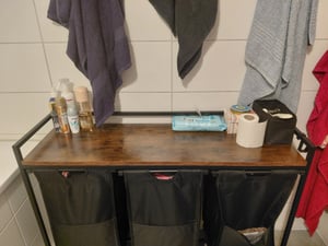 WOLTU Wäschekorb 3 Fächer, jedes 40 L, Metallrahmen, Oxford-Stoff-Wäschesack : Weiß Farbe: Weiß Kunden-Foto 1