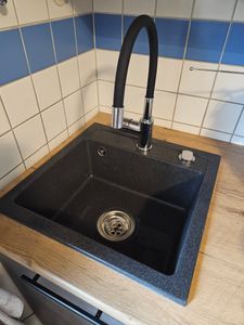 Granitspüle Schwarz farbe  Küchenspüle Granit Siphon Einbauspüle Spülbecken Spüle  AVA_1K 08 Kunden-Foto 5