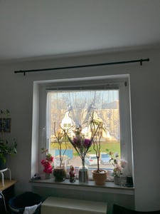 Gardinenstangen, Vorhangstange, 160-200 cm verstellbar, Gardinenstange, mit 3 Träger, Duschvorhangstange, für Küche, Fenster, Schlafzimmer, Schwarz Kunden-Foto 1