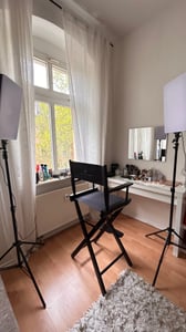 Schminkstuhl  Make-up Stuhl Regiestuhl Klappstuhl Alu Kopfstütze Fußstütze 9957 Kunden-Foto 1