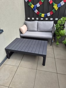 Keter Gartentisch Lyon, graphit, höhenverstellbar, vom Lounge- zum Esstisch, Kunststoff, 116 x 71,5 x 66,5 cm Kunden-Foto 1