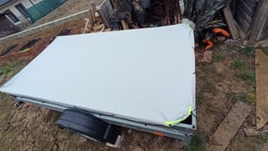 Plachta na přívěs Plochá plachta s provazem, 250x130x8cm šedá, reflexní pruhy Plachta na přívěs pro přívěsy 500kg/750kg Fotografie od zákazníka č. 1