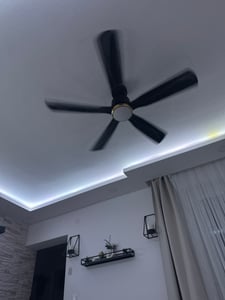 Ventilatore da soffitto ZELURXX con LED, 132 cm (52 pollici), 5 pale, tutto nero, in ABS, reversibile, controllabile tramite app, dimmerabile, silenzioso, a risparmio energetico, per estate e inverno Foto del cliente 1