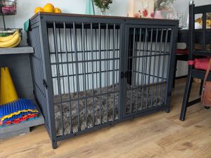 WISFOR Hundekäfig mit 3 Türen, Hundebox Hundehaus mit Tischoberfläche, Transportbox Drahtkäfig, Hundekiste Beistelltisch, M: 78.5x56.8x65cm, schwarz Kunden-Foto 9