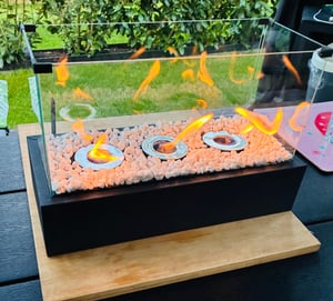 Fiérza Tischkamin XXL, Tischfeuer Komplettset, 46CM, inkl. Dekosteine, Bioethanol Kamin für Indoor & Outdoor, Wärmendes Balkonfeuer Kunden-Foto 1