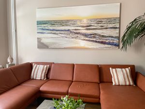 Tableau mural Mega XXXL Mer Plage 250x125 cm Impression artistique en un seul morceau au format XXL à monter soi-même Tableaux sur toile Tableaux modernes Décoration murale DIY Décoration d'intérieur Coucher de soleil c-B-0389-ak-f Photo du client 1