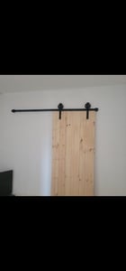 HOMCOM Schiebetüren-Beschlagsatz 200cm Komplett-Set mit Schienen, Rollen Schwarz Kunden-Foto 1
