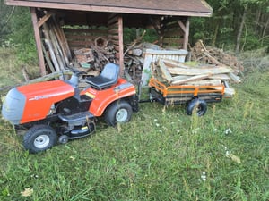 SucceBuy Hochleistungs-ATV-Kippanhänger aus Stahl, 1500 Pfund Tragkraft, 15 Kubikfuß, Kippkarre zum Hinterherziehen mit abnehmbaren Seitenwänden und 2 Reifen, für Rasenmäher, Traktoren, ATV, UTV Kunden-Foto 2