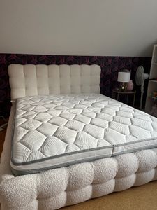 GRAINGOLD Polsterbett 180x200 Twist - Bouclé-Stoff - Polsterbett mit Bettkasten - Doppelbett mit Lattenrost - Creme (Anthology 01) Kunden-Foto 1