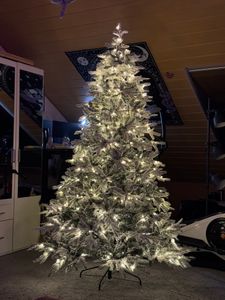 Yorbay 210cm Künstlicher Weihnachtsbaum  Tannenbaum mit Beleuchtung Weiß Schneeflocken LED  für Weihnachten-Dekoration Kunden-Foto 12