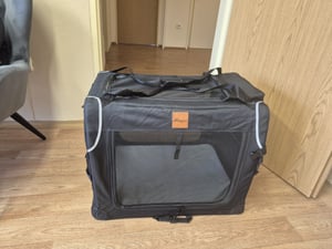 Přepravka pro psy TRESKO® skládací černá (XXL 92x63x63cm) včetně podložky na lízání, lopatky a odrazek | přepravní box pro psy a kočky | přepravní box pro malé a velké psy | robustní taška pro psa Fotografie od zákazníka č. 1