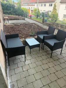 Zestaw ogrodowy z polirattanu 200161, 4-częściowy zestaw mebli ogrodowych z sofą, 2 fotelami i stołem Zdjęcie produktu od klienta nr 14