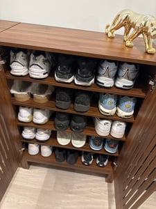 Tribesigns 5-stöckiger Schuhschrank mit runden Lamellentüren, 20 Paar Bauernhaus-Schuhschrank mit verstellbaren Regalen für Eingangsbereich, Flur Kunden-Foto 8