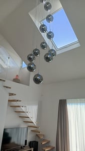 ZMH Pendelleuchte Esstisch 6 Flammig Bernstein Pendellampe Kronleuchter Hängeleuchte Glaskugle für Wohnzimmer Schlafzimmer Küche Flur Kunden-Foto 4