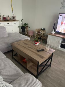 VASAGLE Couchtisch, höhenverstellbar, versteckter Stauraum, 60 x 120 x (48-62) cm Kunden-Foto 6