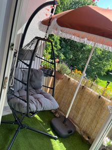 Fauteuil suspendu Ariane avec structure et coussin 160kg - gris foncé Photo du client 4