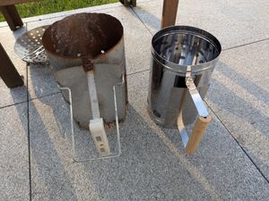 GLÜHZONE KS 100, Anzündkamin Edelstahl Grill XXL Kohlestarter Kohleanzünder Grillanzünder mit Holzgriff Kunden-Foto 1