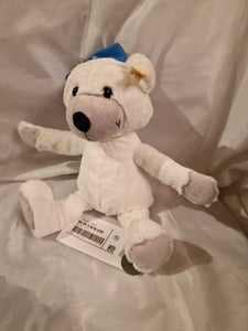 BMW Teddy Steiff mit Mütze Plüschtier Kuscheltier Weiss Kunden-Foto 1