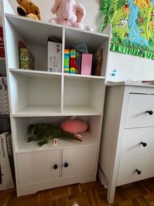 Scaffale multiuso COSTWAY con ante, piccola libreria con 5 ripiani e 2 armadi, vetrina indipendente bianca Foto del cliente 2