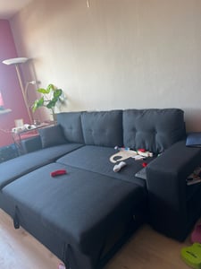Ecksofa reversibel mit Schlaffunktion "Axel" - 3-Sitzer - Weiß / Grau Kunden-Foto 2