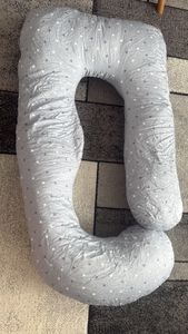 Schwangerschaftskissen J Form, Seitenschläferkissen Stillkissen groß mit abnehmbarem Bezug Kissen für Frauen und Seitenschläfer-Hellgrau(Stern) Kunden-Foto 2