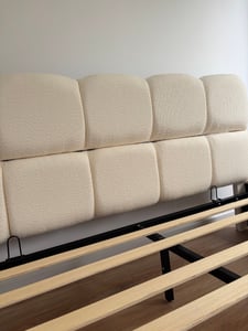 Flieks Hydraulisches Polsterbett 140x190cm mit Stauraum, Doppelbett Stauraumbett mit Lattenrost, Jugendbett Holzbett mit Kopfteil, Bouclé, Weiß Kunden-Foto 4