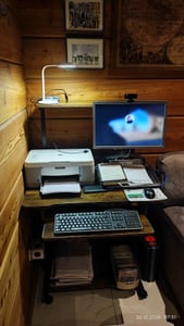 Yaheetech Computertisch mit Regal Schreibtisch Büro PC Tisch mit Rollen Eckschreibtisch Vintage 80 x 50 x 132 cm Kunden-Foto 1