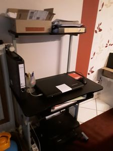 Yaheetech Computertisch mit Regal Schreibtisch Büro PC Tisch mit Rollen Eckschreibtisch Vintage 80 x 50 x 132 cm Kunden-Foto 1
