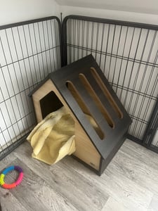 Niche en bois PAWHUT D02-120, niche pour chat, avec coussin, niche pour chien, grotte pour chien, 60 x 40 x 59,2 cm - A Photo du client 1
